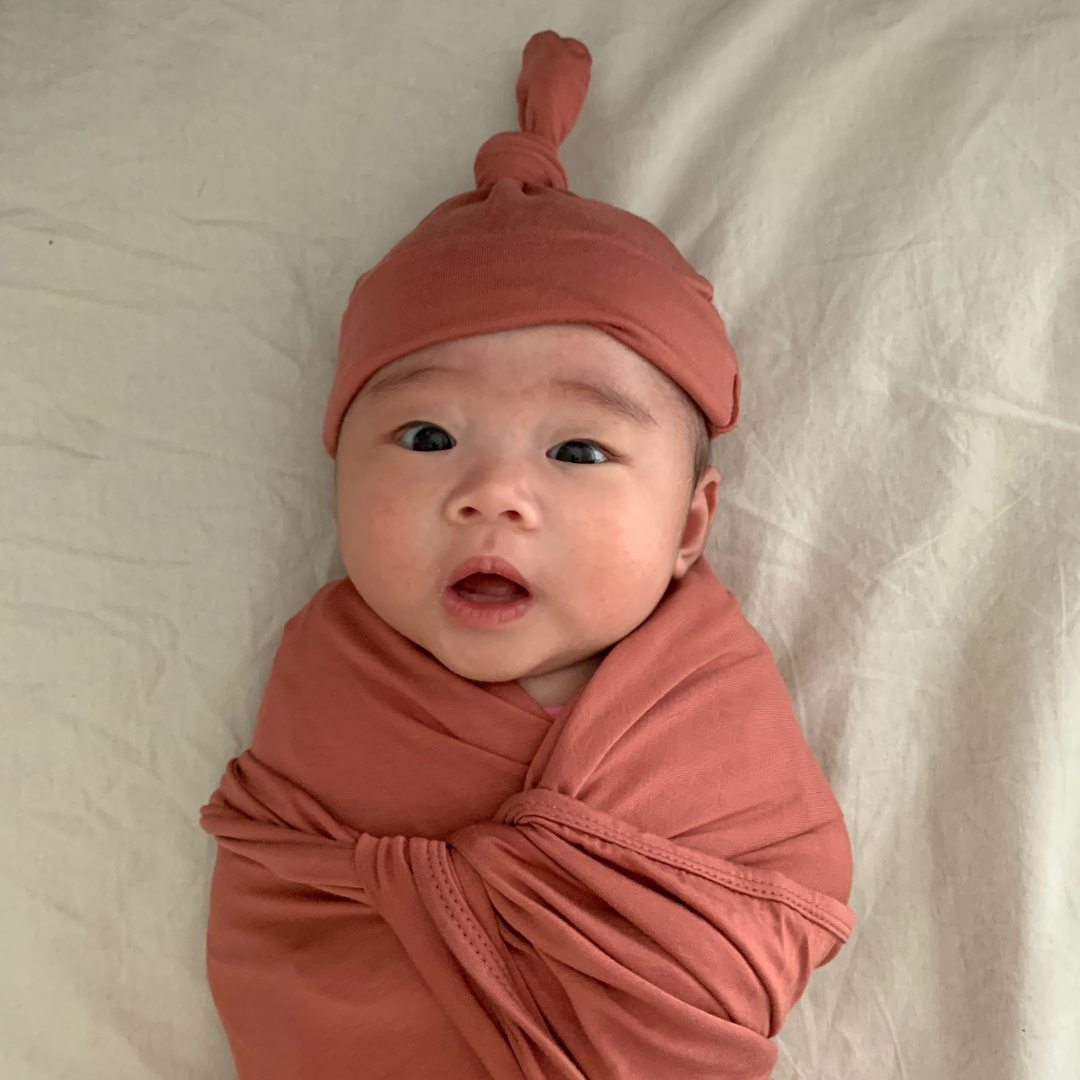 Blake Organic Bamboo Swaddle Blanket with Hat 120X120cm