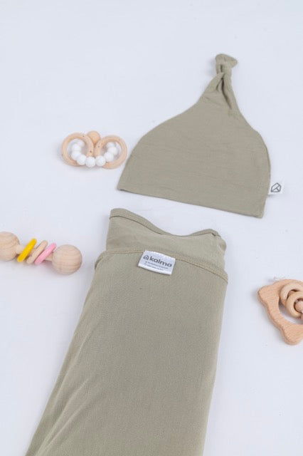 Blake Organic Bamboo Swaddle Blanket with Hat 120X120cm