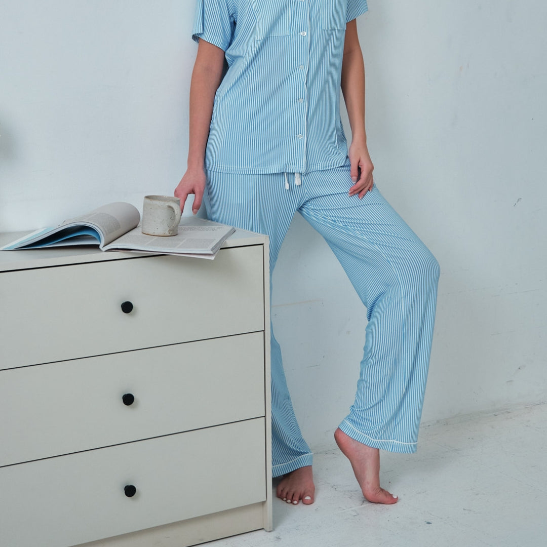 Andy Organic Bamboo Short Sleeve Pajama Set - Lines of Calm Collection