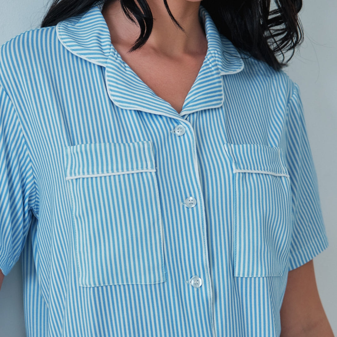 Andy Organic Bamboo Short Sleeve Pajama Set - Lines of Calm Collection