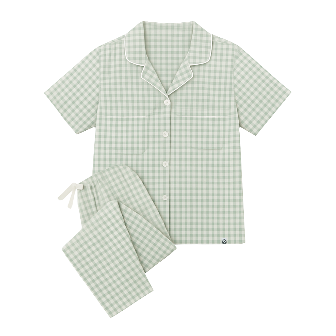 Andy Organic Bamboo Short Sleeve Pajama Set - Moments in Bloom (Gingham Collection)
