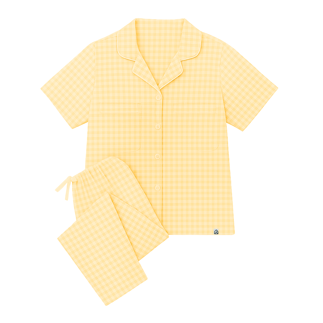 Andy Organic Bamboo Short Sleeve Pajama Set - Moments in Bloom (Gingham Collection)