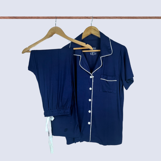 Andy Organic Bamboo Short Sleeve Pajama Set – Navy