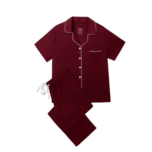 Andy Organic Bamboo Short Sleeve Pajama Set – Burgundy