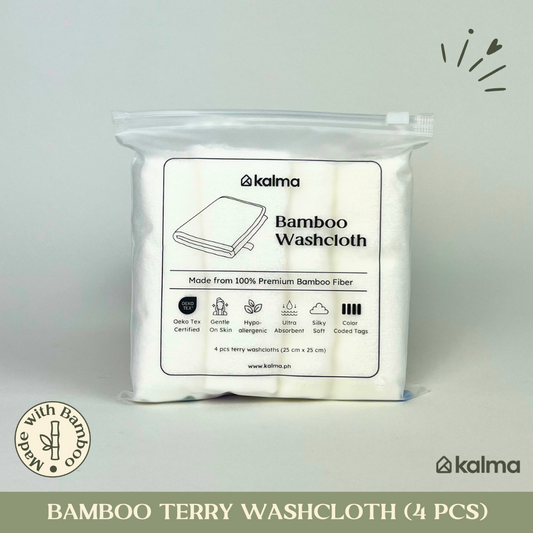 Kalma Bamboo Terry Washcloths with Color Coded Tags 4 pcs
