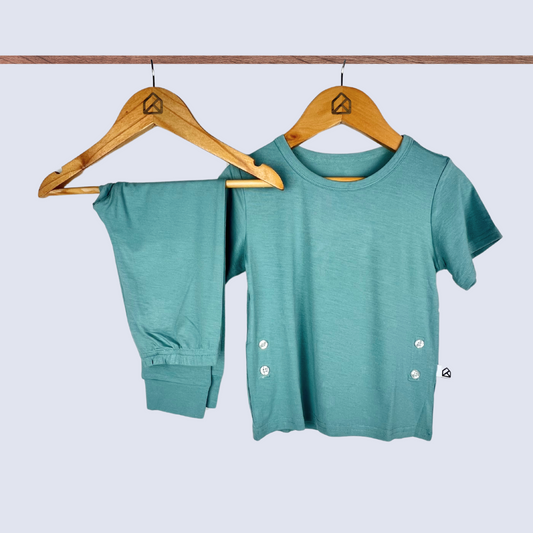 Billie Organic Bamboo Short Sleeve Pajama Set – Dusty Teal