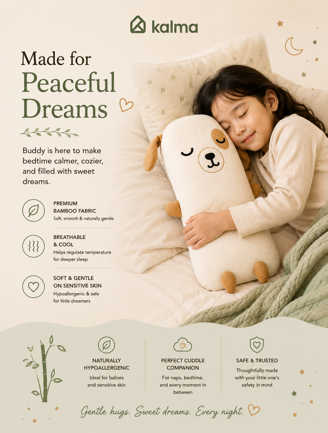 Kalma Bamboo Fabric Pillow | BUDDY THE DOG