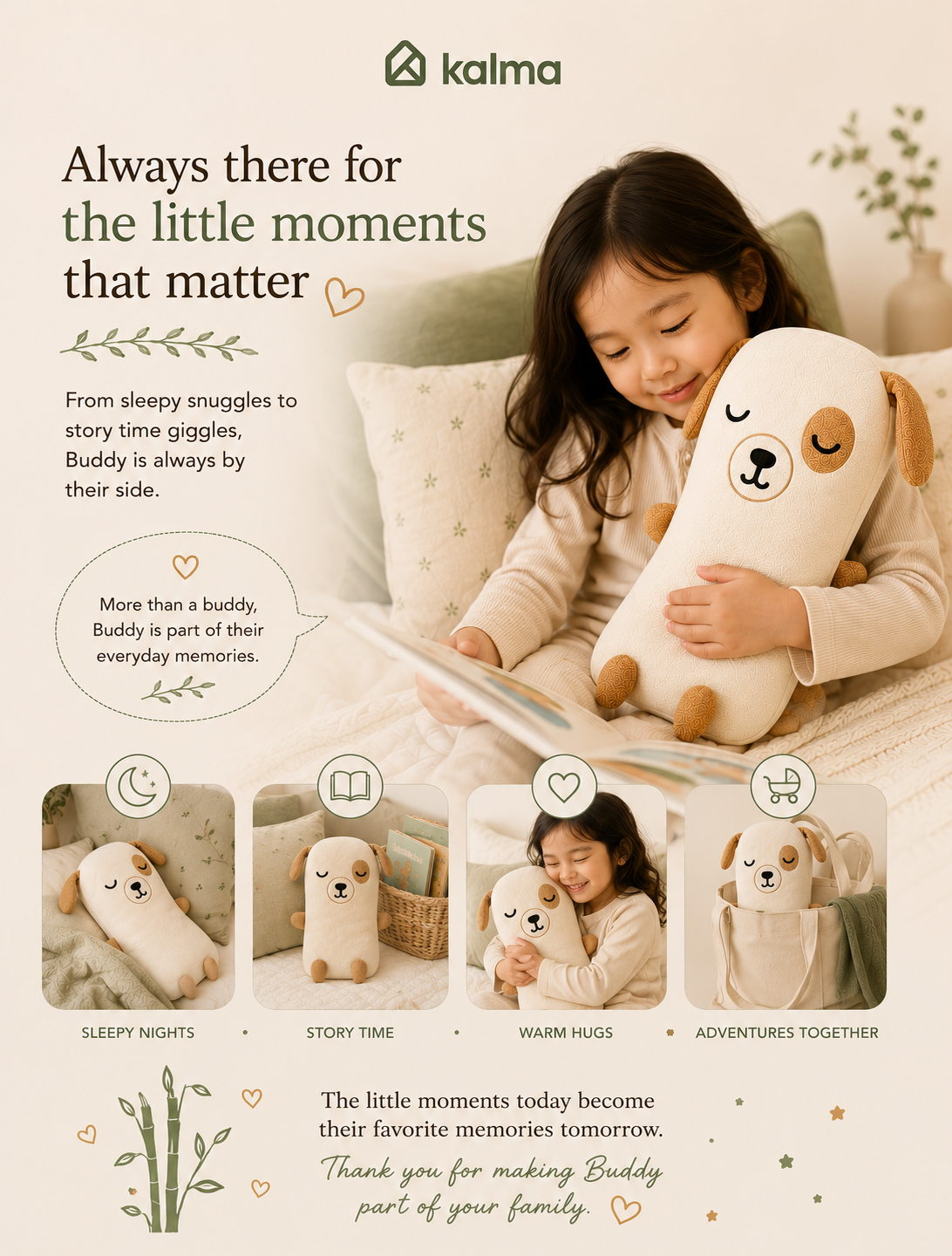 Kalma Bamboo Fabric Pillow | BUDDY THE DOG