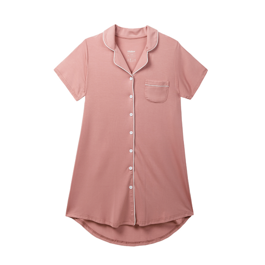 Demi Organic Bamboo Button Down Dress – Blush