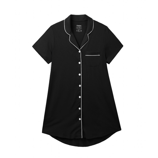 Demi Organic Bamboo Button Down Dress – Charcoal