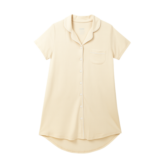 Demi Organic Bamboo Button Down Dress – Peach Cream