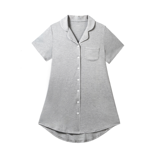 Demi Organic Bamboo Button Down Dress – Light Grey