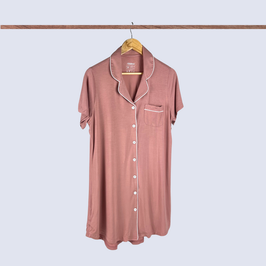 Demi Organic Bamboo Button Down Dress – Blush