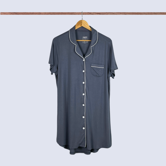 Demi Organic Bamboo Button Down Dress – Dark Grey