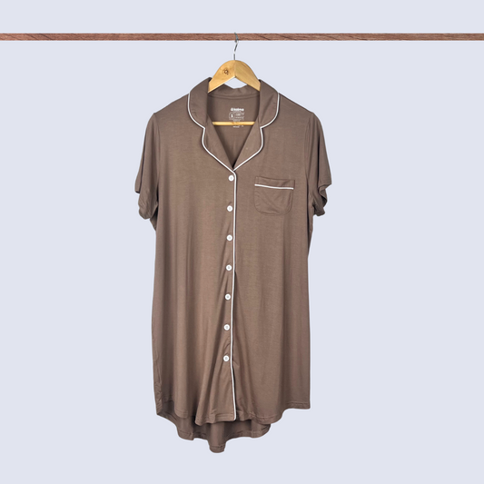 Demi Organic Bamboo Button Down Dress – Latte