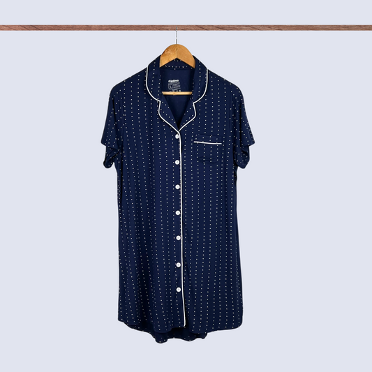 Demi Organic Bamboo Button Down Dress – Midnight