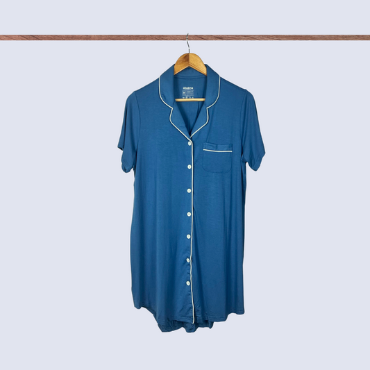 Demi Organic Bamboo Button Down Dress – Misty Blue