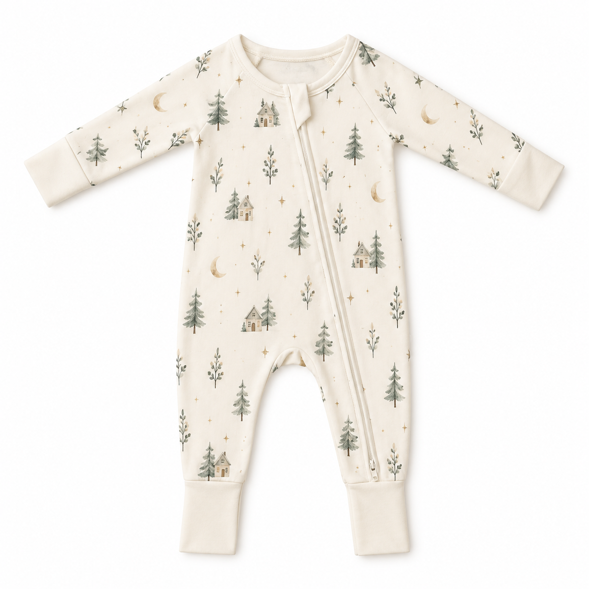 Harper Organic Bamboo Zip Sleepsuit - Kalma Christmas