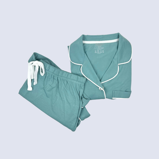 Irene Organic Bamboo Short Sleeve Pajama Set – Dusty Teal