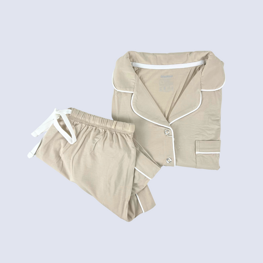 Irene Organic Bamboo Short Sleeve Pajama Set – Cream