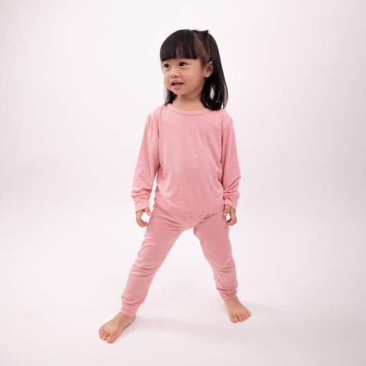 Sydney Organic Bamboo Long Sleeve Pajama Set – Baby Pink