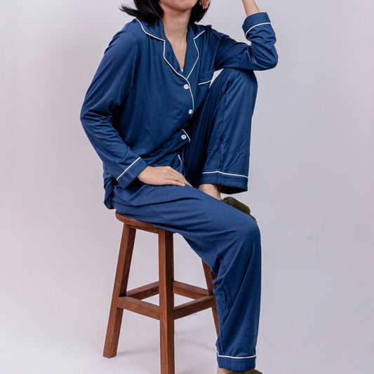 Lana Organic Bamboo Long Sleeve Pajama Set – Royal