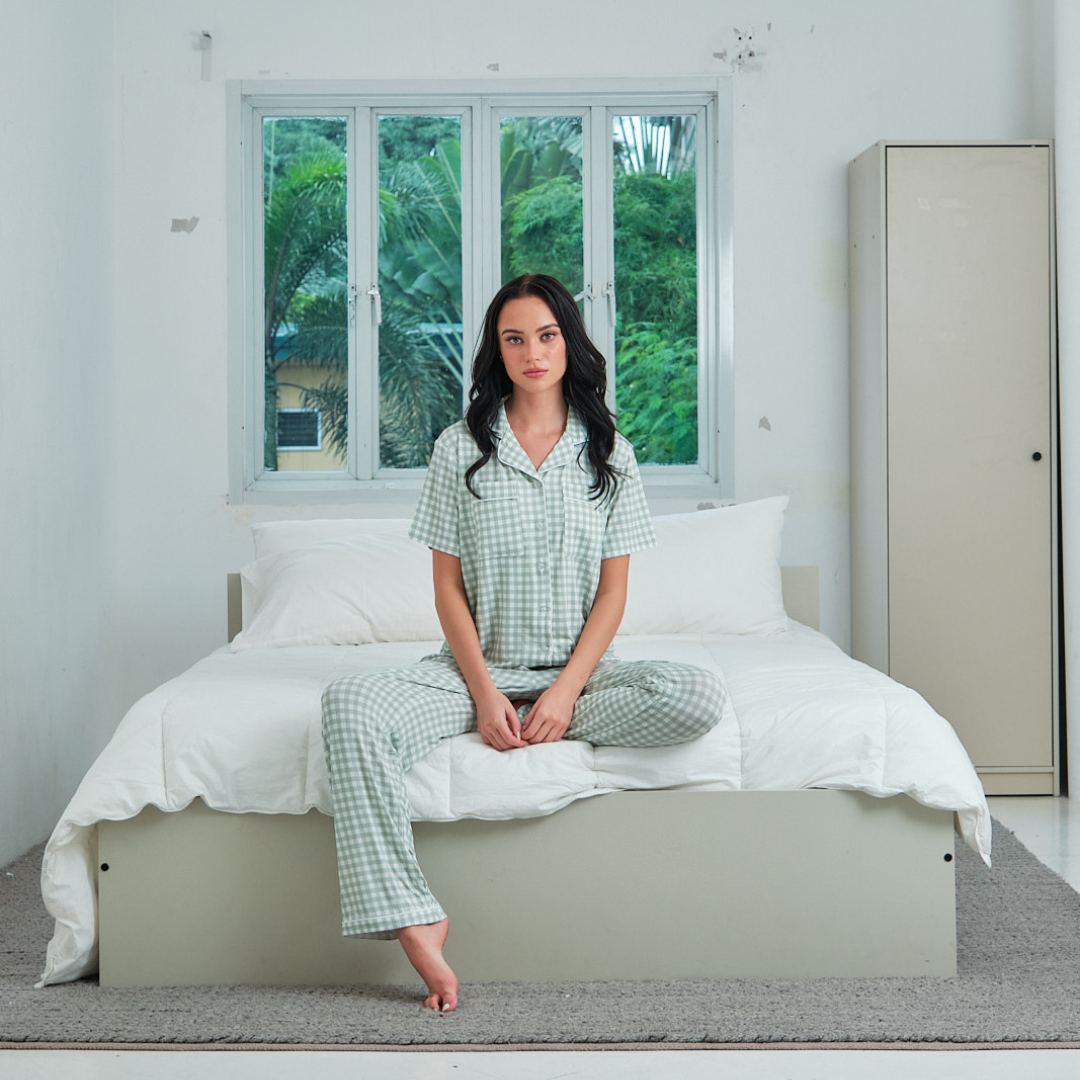 Andy Organic Bamboo Short Sleeve Pajama Set - Moments in Bloom (Gingham Collection)